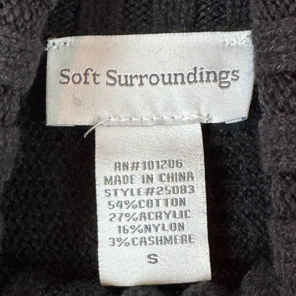 Soft Surroundings Small Black Cross Front Tunic Sweater Dress Cashmere Cotton S - Picture 2 of 4